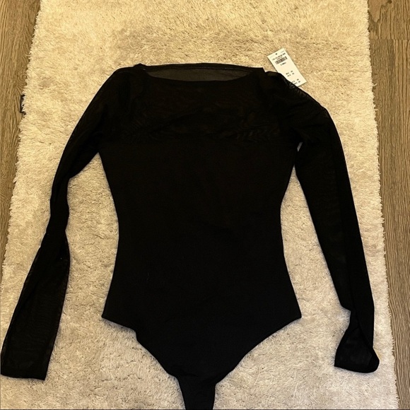 NWT A&F sheer arms and neck Black Long Sleeve Bodysuit. XS - Picture 9 of 9
